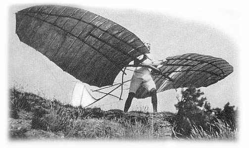 Otto Lilienthal in Pose mit dem Original