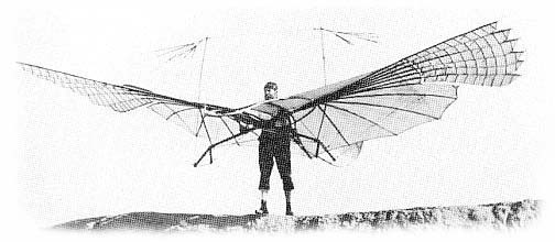 Otto Lilienthal posiert mit dem Original